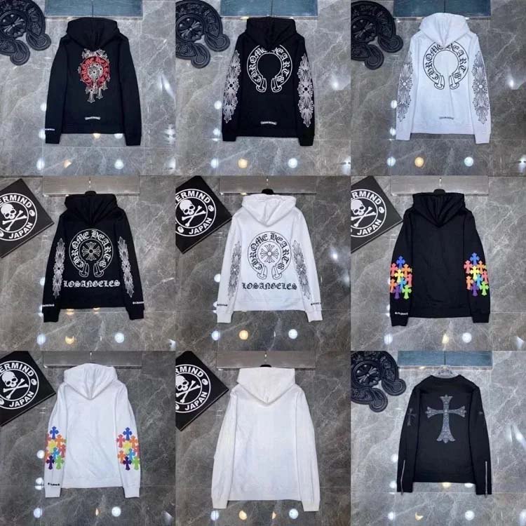 Chrome Hearts CH 2025 Colorful Cross Leather Sanskrit Hooded Sweatshirt for Casual and Versatile-2516