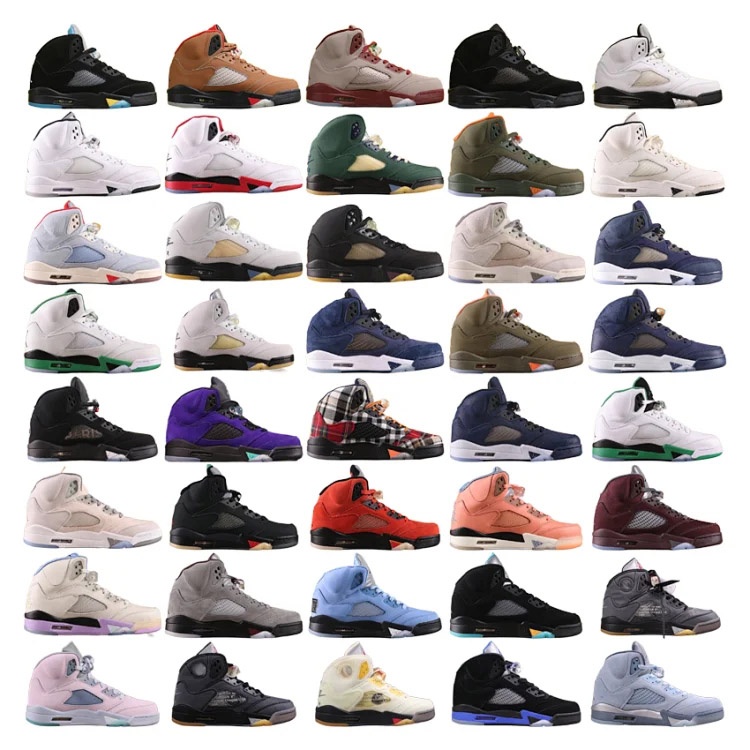 Nike Air Jordan 5 oil grey 3m leather mid-top retro basketball shoes-2988